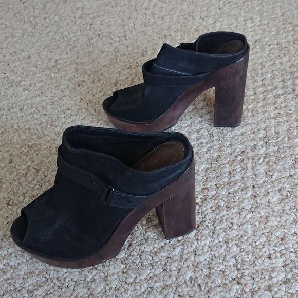 Joie black leather platform mule heels size 38 - Picture 5 of 13